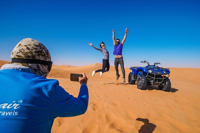 Dubai Red Dunes ATV, Camels, Stargazing & 5<em> BBQ Al Khayma Camp – Key points to know before booking’ /></p>
<ul>
<li><strong>The 60-minute ATV ride is the main adrenaline hit:</strong> You ride through open red dunes after a safety briefing, with an instructor nearby.</li>
<li><strong>Lahbab gives you stronger desert scenery:</strong> The red-orange sand and higher dunes make this more striking than a basic roadside desert stop.</li>
<li><strong>Al Khayma Camp covers many extras:</strong> Expect coffee, dates, camels, henna, falcon photos, Arabic clothing, shisha, buffet dinner, shows, and stargazing.</li>
<li><strong>The evening slot is the better choice:</strong> It includes sunset, fire entertainment, dinner under the stars, and stargazing. The 11:30 AM departure has lunch instead, but no fire show or stargazing.</li>
<li><strong>Guides make a big difference:</strong> Dennis, Abdul Wahab, Asif Foji, Imran Khan, Anas, Omar, Fazil, Youness, and others have been praised for patient help, photos, and clear instructions.</li>
<li><strong>ATV riding carries real responsibility:</strong> You must sign an indemnity form, and damage, injury, or lost items from the quad segment are not covered by the operator.</li>
</ul>
<h2 id="leaving-dubai-for-the-red-dunes-of-lahbab">Leaving Dubai for the red dunes of Lahbab</h2>
<p><img width="669" height="446" decoding="async" src=