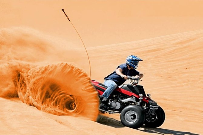 Dubai Red Dunes Desert Safari,ATV Quad Bike Camel Ride&BBQ Dinner - A 3:00 p.m. pickup in a shared 4WD