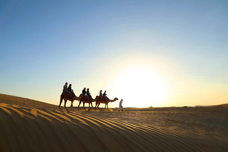Dubai: Red Dunes Quad Bike with Sandboarding, Camels and BBQ - Camel rides and the Al Khayma camp
