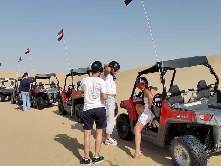 Dubai: Self-Drive Dune Buggy Safari with Pickup and Drop-Off - Getting fitted out before the buggy ride