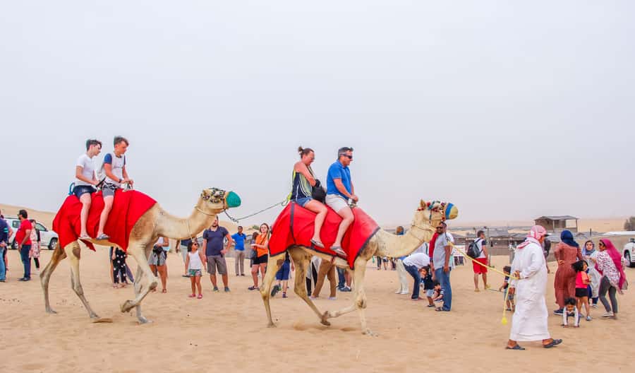 Dubai Sunrise Desert Camel Trek with Breakfast - Lahbab’s red dunes at first light