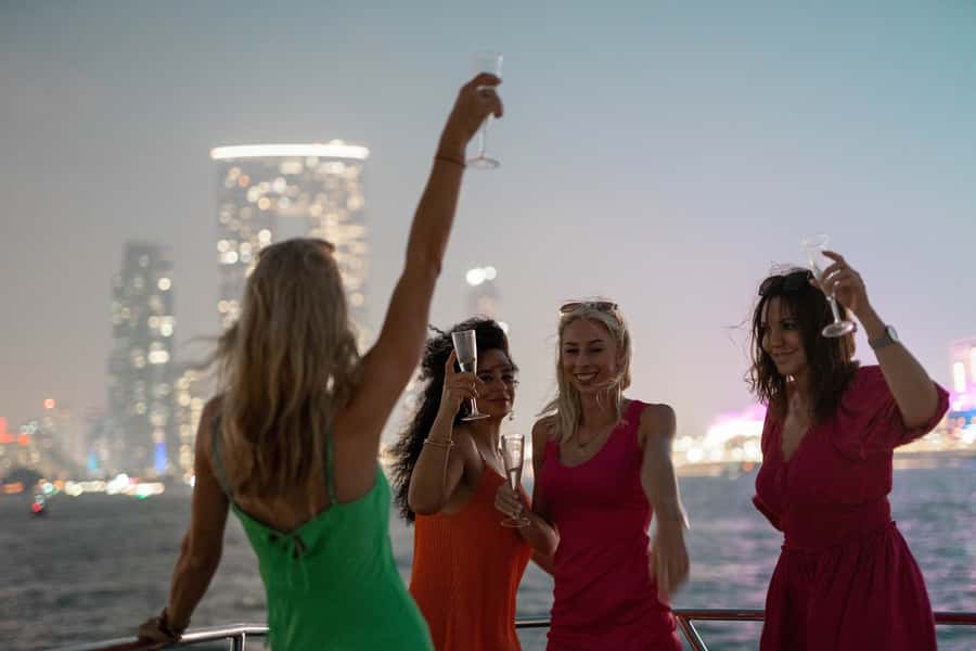 Dubai: Sunset & Night Cruise with Bites and Drinks - The Burj Al Arab photo stop