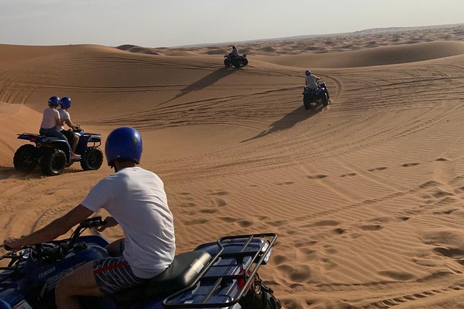 Dubai: Unique SUNSET Quad Bike Red Dunes Safari - The traditional camp finishes the evening