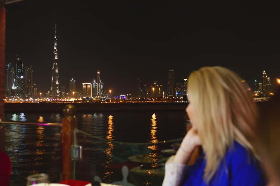 Dubai: Water Canal Cruise and La Perle Show with Dinner - Saxophone Music and the Mood on the Boat