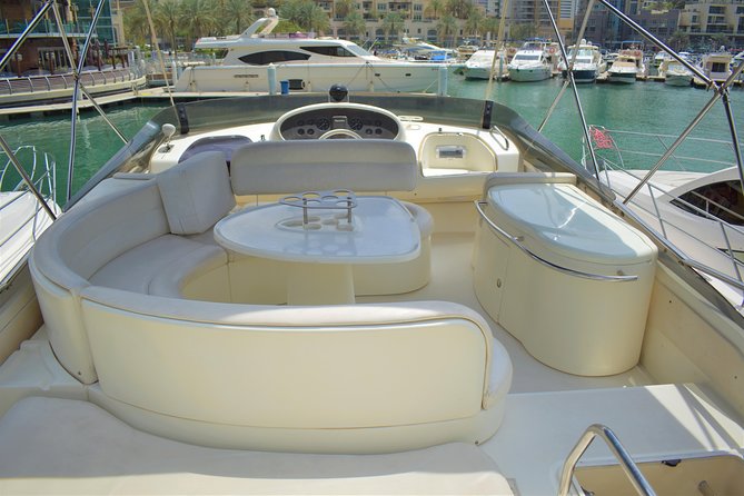 Dubai Yacht Rental - Book 58 ft Private Yacht up to 28 persons - What you can eat, drink, and play onboard