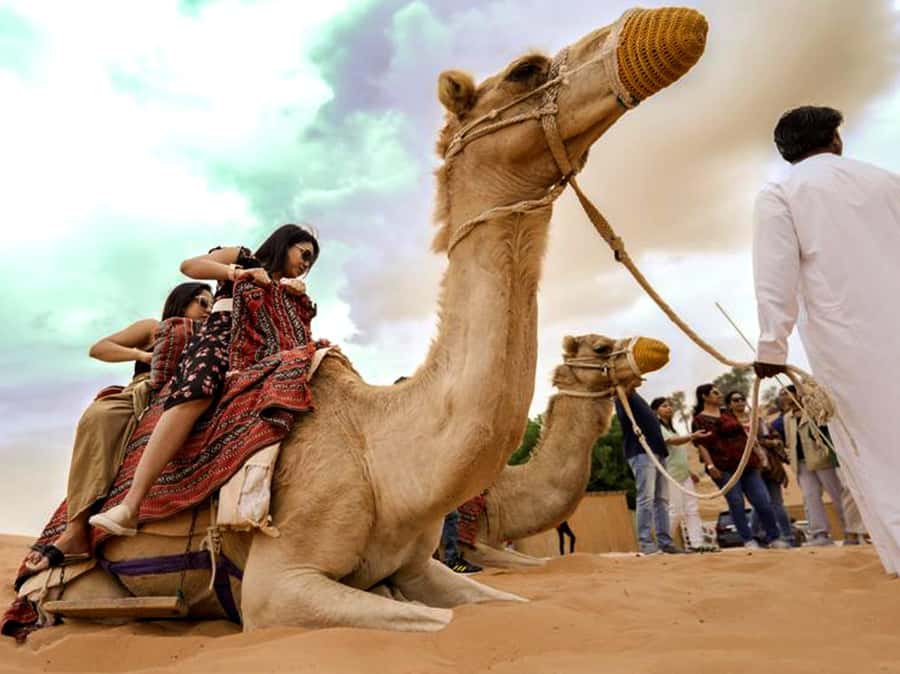 Evening Desert Dune Bashing by 4<em>4 Vehicle – Key points at a glance’ /></p>
<ul>
<li><strong>45 minutes of dune bashing:</strong> Expect steep climbs, sharp turns, and soft red sand in a 4×4 vehicle.</li>
<li><strong>A full Bedouin-style camp evening:</strong> Camel rides, sandboarding, henna painting, snacks, tea, coffee, dinner, and stage shows are included.</li>
<li><strong>Strong $49 value:</strong> Pickup, drop-off, food, drinks, activities, and entertainment make this one of the more inclusive desert outings in Ras Al Khaimah.</li>
<li><strong>Good family appeal with limits:</strong> Children over two can join, but the bumpy driving may not suit every child or adult.</li>
<li><strong>Entertainment after sunset:</strong> Belly dance, fire dance, and traditional dance performances give the evening a festive finish.</li>
<li><strong>Optional paid extras:</strong> Photos, falcon pictures, alcohol, souvenirs, and quad biking are available separately.</li>
</ul>
<h2 id="why-this-ras-al-khaimah-safari-is-worth-considering">Why this Ras Al Khaimah safari is worth considering</h2>
<p><img width="900" height="506" decoding="async" src=