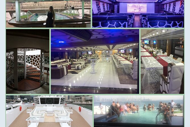 Luxury 7 Star Mega Yacht Dinner Cruise with International Buffet - Sunset views from Dubai Marina