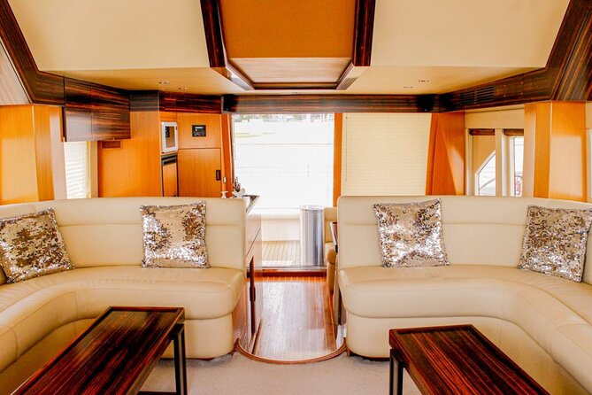 Luxury Yacht Dubai - Book 56 ft Yacht Cruise up to 24 people - Starting at Dubai Harbour with the marina skyline ahead