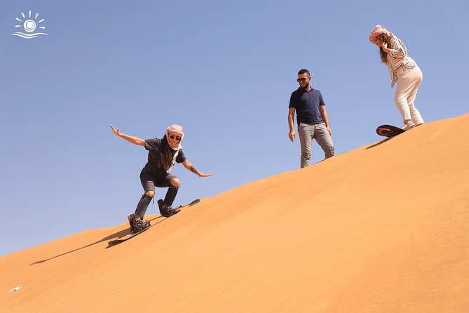Morning Desert Safari in Dubai with Camel Ride - Sandboarding on the Lahbab dunes