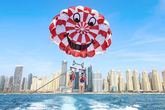 Parasailing in Dubai with Palm Jumeirah and JBR Beach views - What the crew does well