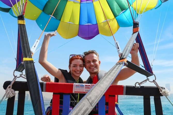 Parasailing in Dubai with Palm Jumeirah and JBR Beach views - The flight above Palm Jumeirah and JBR