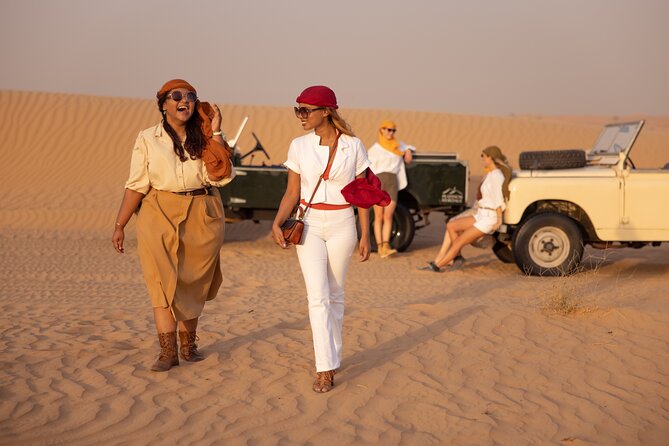 Private Vintage Land Rover Heritage Desert Safari- 4 Course Dinner & Activities - Entering the torch-lit Bedouin-style camp