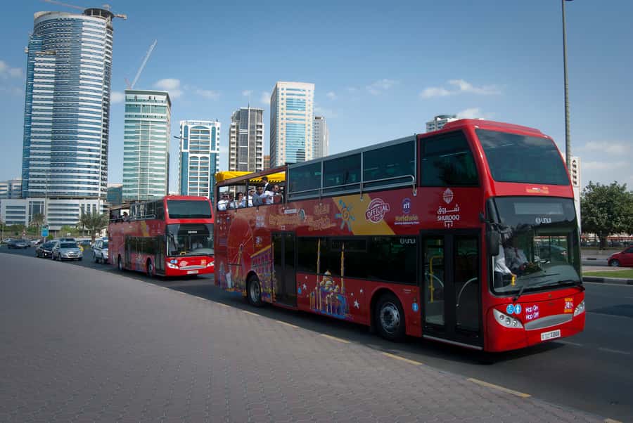 Sharjah: City Sightseeing Hop-On Hop-Off Bus Tour - King Faisal Mosque and the view from the upper deck
