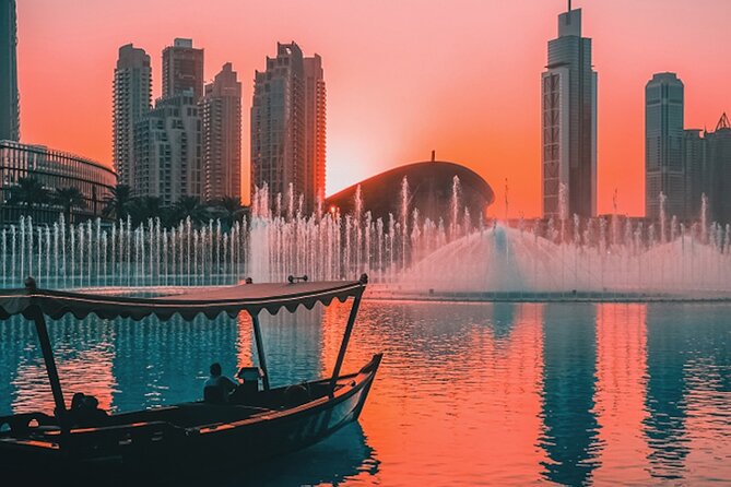Traditional Abra Ride and Dubai Fountain Show at Burj Lake - The Abra ride and the close-up fountain show