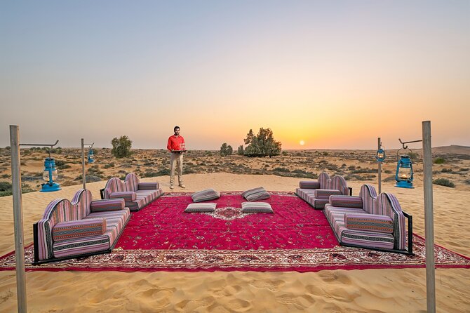 VIP Dubai Sunset Desert Safari: Camel Ride, BBQ, Unlimited Spirit - The Dubai Desert Conservation Reserve by 4x4